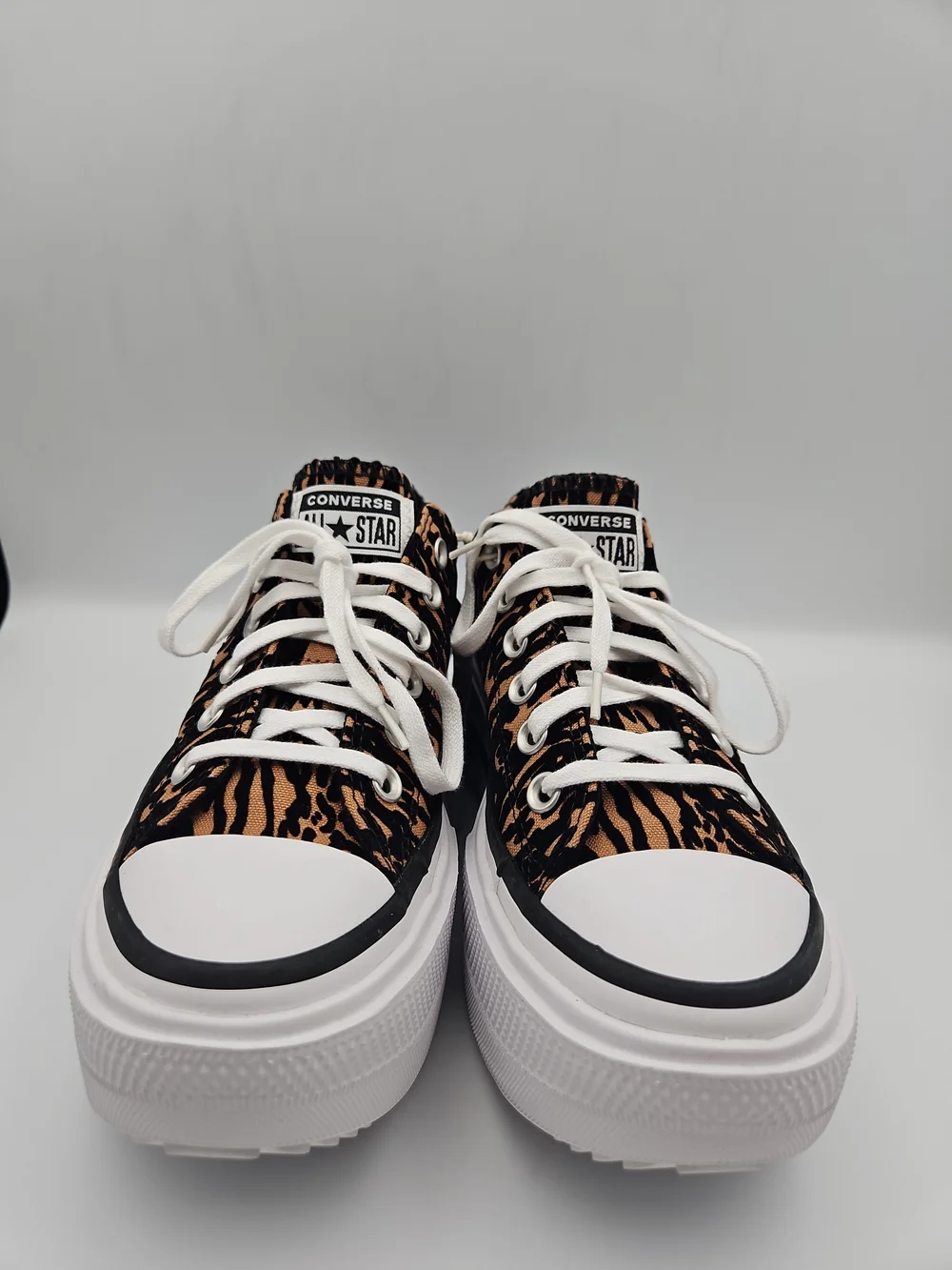 Converse Leopard-Print Low-Top Platform Sneakers - Brown & Black - Picture 2 of 9